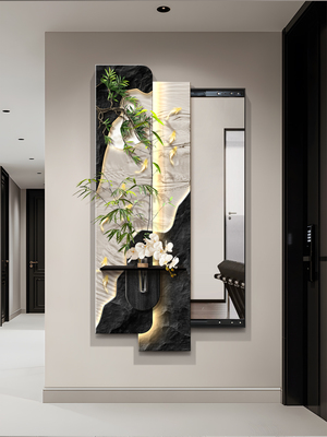 现代轻奢推拉暗藏式全身镜子隐藏式隐形穿衣镜可关闭玄关装饰挂画