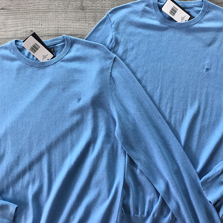 美系经典PIMA棉小刺绣圆领毛衣