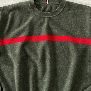 美系三色旗常青藤棉毛混纺圆领针织毛衣男MT426