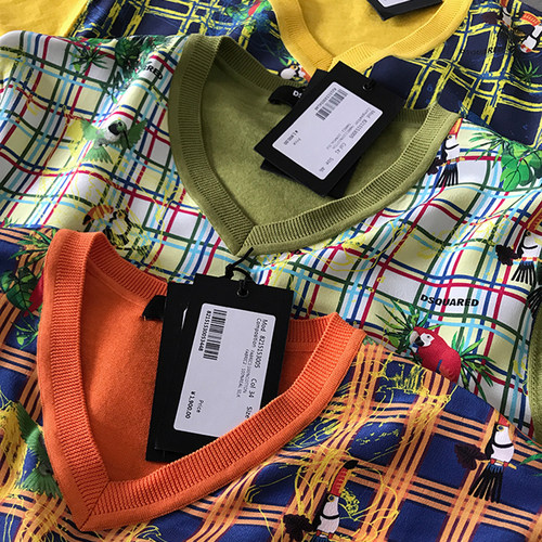 意系鼎奢100%真丝拼接V领T恤