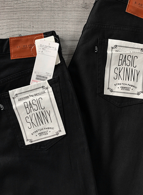 日系时装标杆弹力修身休闲裤男藏青SKINNY小旗标CLEANFIT春夏薄款