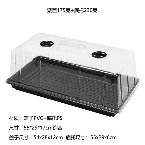 黑色长方形育苗盘托盘水培透明盖子50穴闷养盖子保湿保温箱闷养盖
