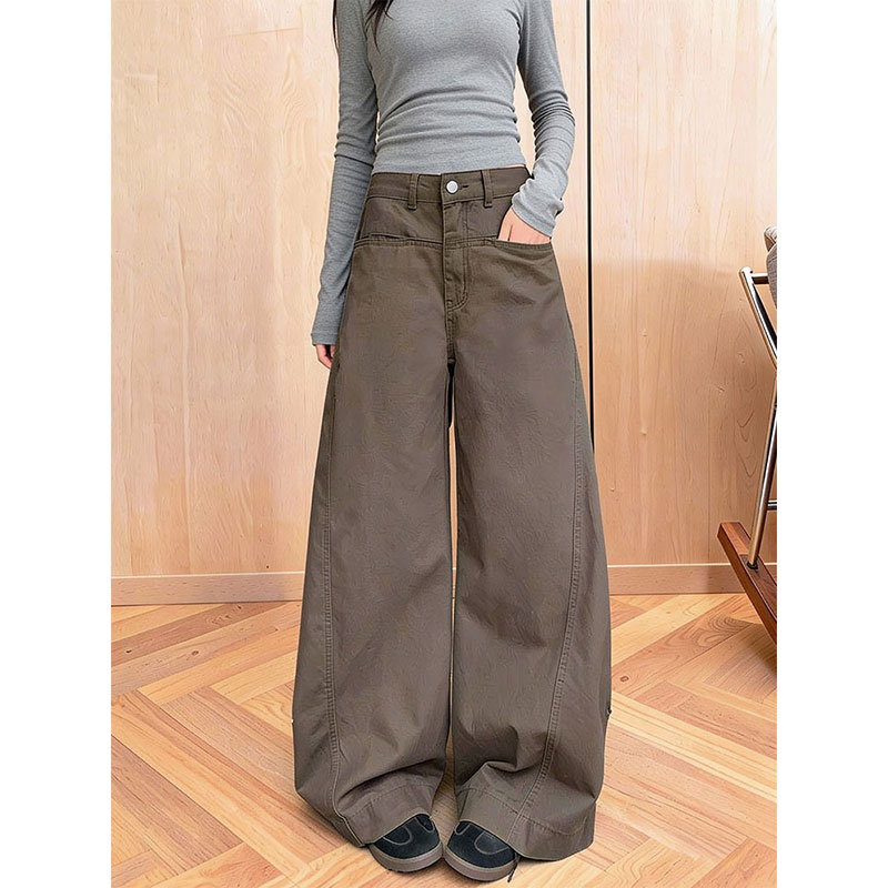 大码加绒宽松工装阔腿裤女2025冬