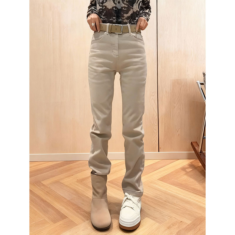 美式复古高腰直筒牛仔裤2025秋冬