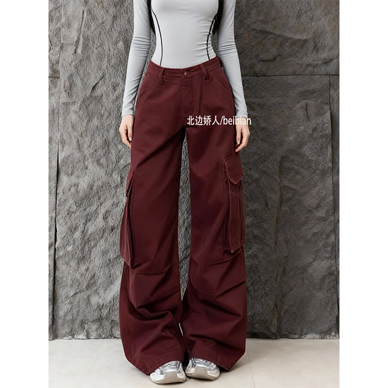 高街vibe多口袋工装裤女2026春季新款高腰宽松显瘦阔腿拖地长裤子,女装/女士精品,大码裤装,淘宝优惠券,粉丝福利购,淘宝优惠卷