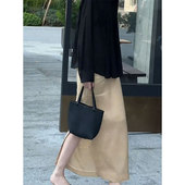 韩版 时尚 简约侧开叉半身裙女2026早春高级感显瘦百搭A字中长裙子