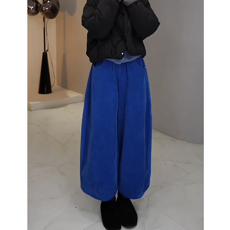 时尚洋气加绒加厚灯芯绒阔腿裤女