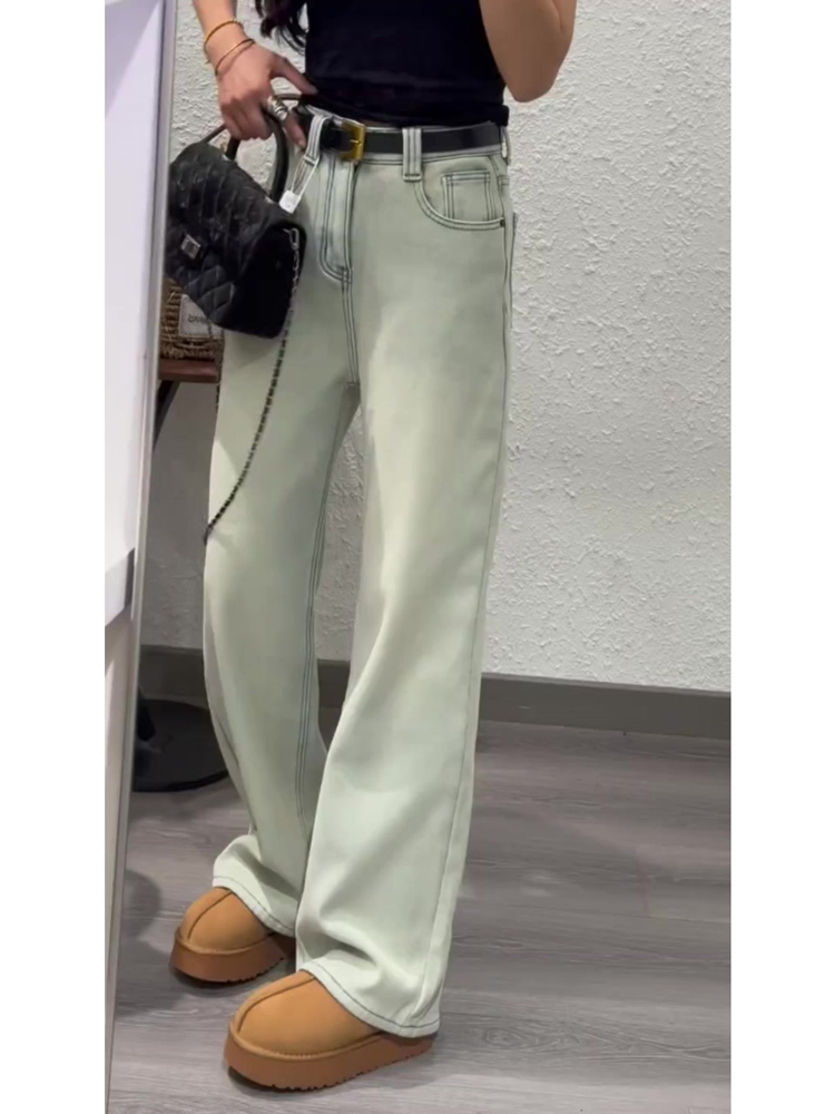 高腰宽松显瘦百搭牛仔裤