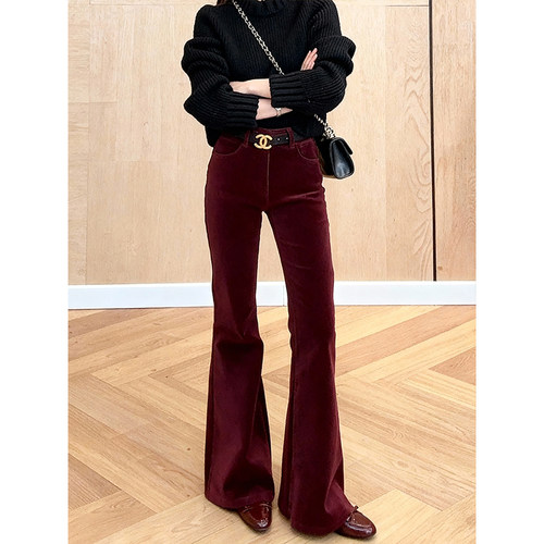 灯芯绒高腰显瘦高级感小众微喇裤