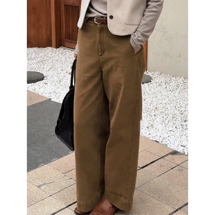 高級感氣質百搭垂感長褲 女2025秋冬新款 美拉德復古高腰直筒休閑褲