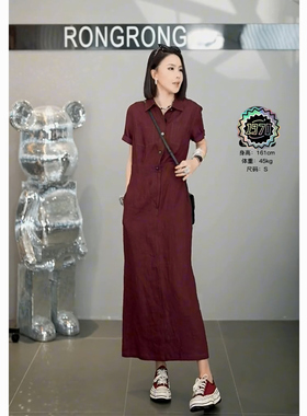 单排扣红色连衣裙女2026夏季好看独特简单大方今年流行爆款裙子