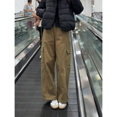 加绒工装 宽松显瘦百搭 新款 休闲裤 女韩系口袋设计感高腰2026春季