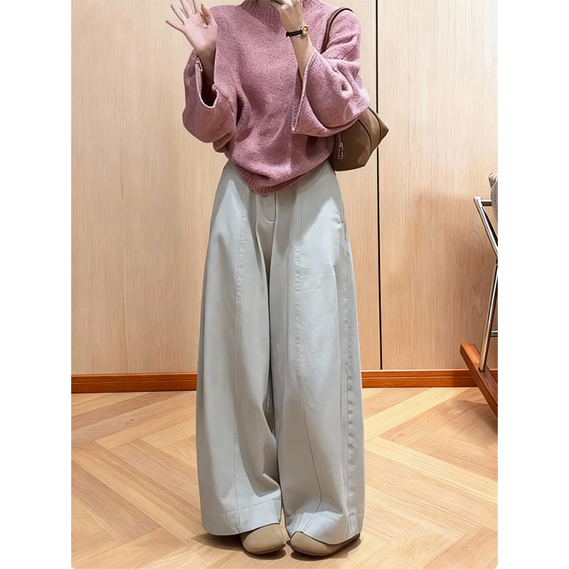 大码简约加绒加厚弯刀阔腿牛仔裤