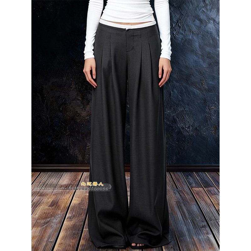 极简风高腰压褶阔腿裤女2026春季新款宽松显瘦通勤百搭垂感休闲裤,女装/女士精品,大码裤装,淘宝优惠券,粉丝福利购,淘宝优惠卷