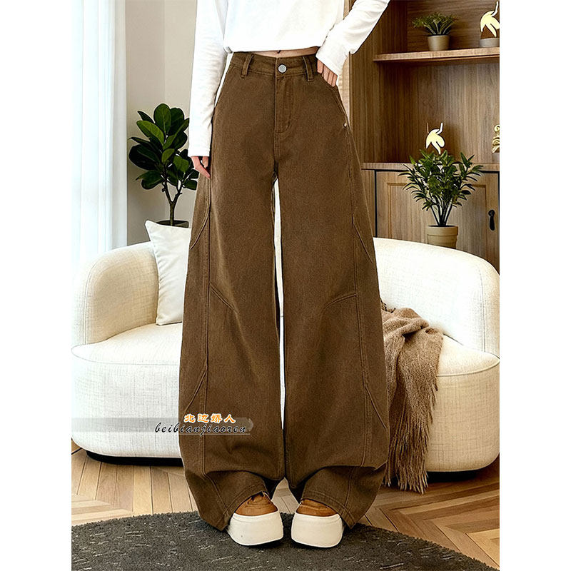 美式复古辣妹风高腰阔腿牛仔裤女2026早春大码宽松显瘦弯刀休闲裤,女装/女士精品,大码裤装,淘宝优惠券,粉丝福利购,淘宝优惠卷