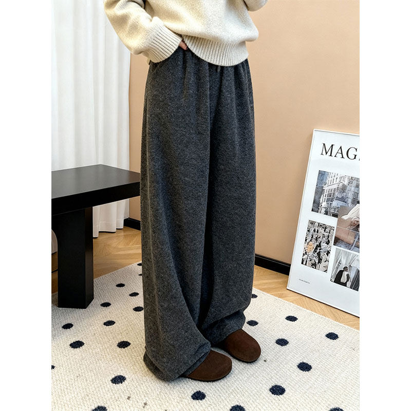 加厚2025秋冬慵懒风高腰毛呢阔腿裤女宽松直筒灰色裤子垂感休闲裤,女装/女士精品,大码裤装,淘宝优惠券,粉丝福利购,淘宝优惠卷