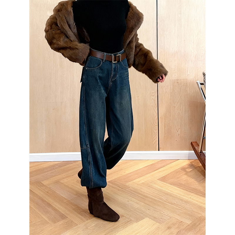 加绒加厚显瘦弯刀牛仔裤女2025冬