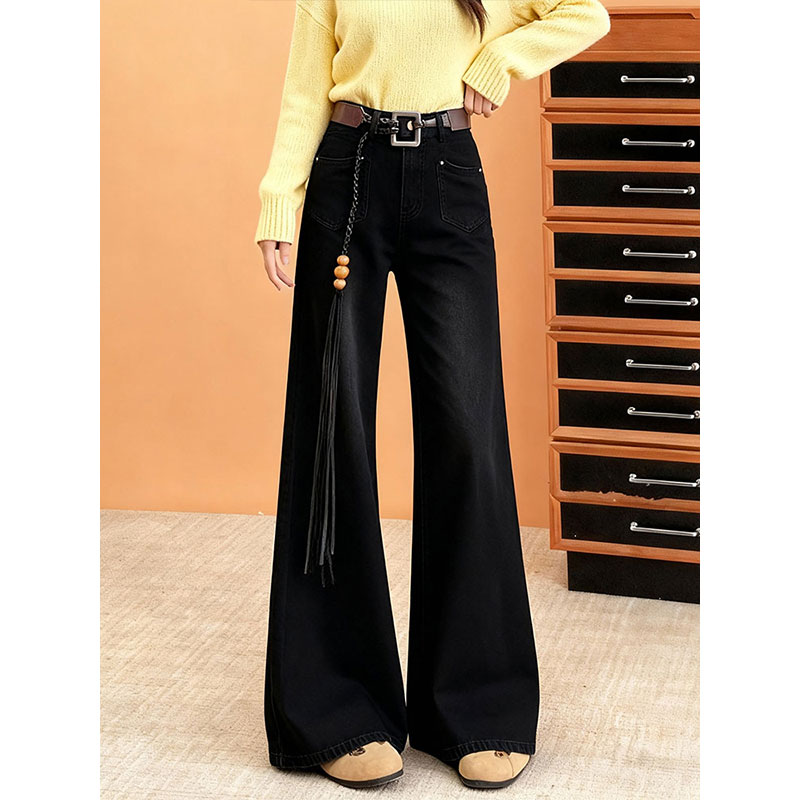 黑色喇叭牛仔裤女时尚宽松显瘦