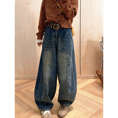 大码加绒加厚磨毛弯刀牛仔裤女20