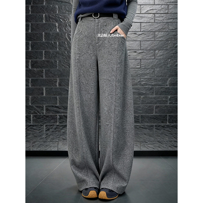 通勤高级感灰色宽松阔腿裤女2026
