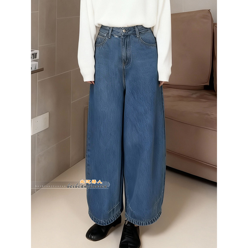 小个子复古高腰弯刀牛仔裤女2026春季新款宽松显瘦百搭阔腿九分裤,女装/女士精品,大码裤装,淘宝优惠券,粉丝福利购,淘宝优惠卷