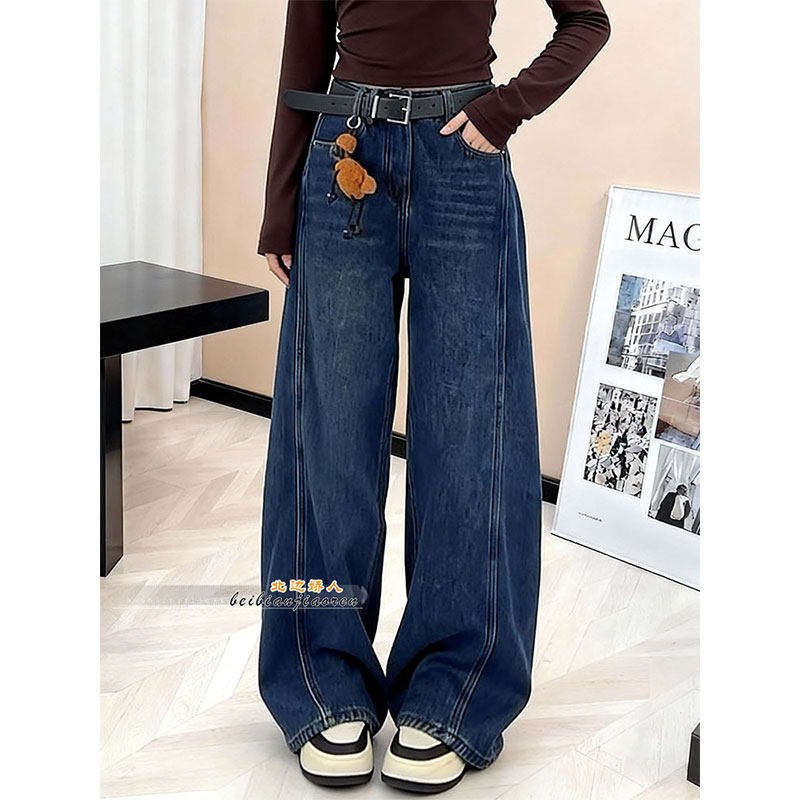 复古高腰弯刀牛仔裤女2026早春梨形身材遮肉显瘦宽松百搭阔腿长裤,女装/女士精品,大码裤装,淘宝优惠券,粉丝福利购,淘宝优惠卷