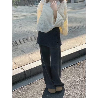 气质直筒休闲裤女可拆卸屁帘2025