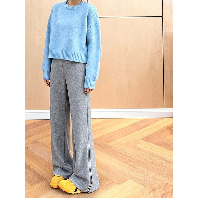 极简风灰色阔腿裤女百搭显瘦高腰