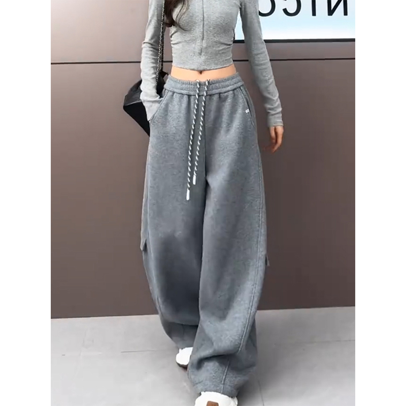 大码美式高腰抽绳运动休闲裤女20