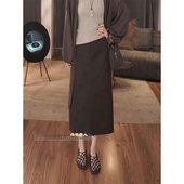 简约轻熟风开叉直筒半身裙女2026早春优雅气质通勤百搭显瘦中长裙