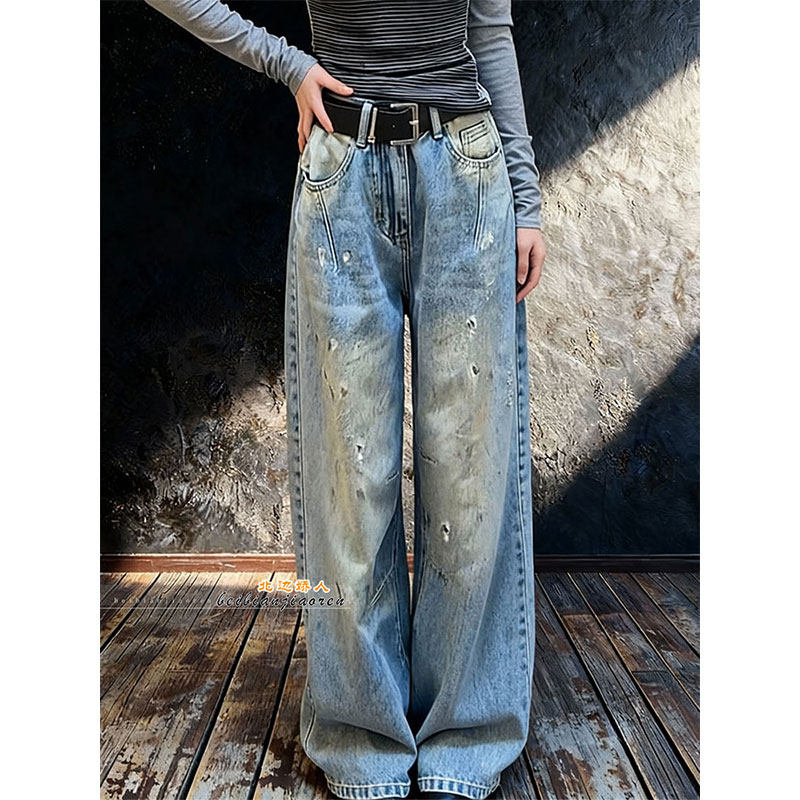 复古怀旧水洗阔腿牛仔裤女2026早春大码梨形身材遮肉显瘦垂感长裤,女装/女士精品,大码裤装,淘宝优惠券,粉丝福利购,淘宝优惠卷