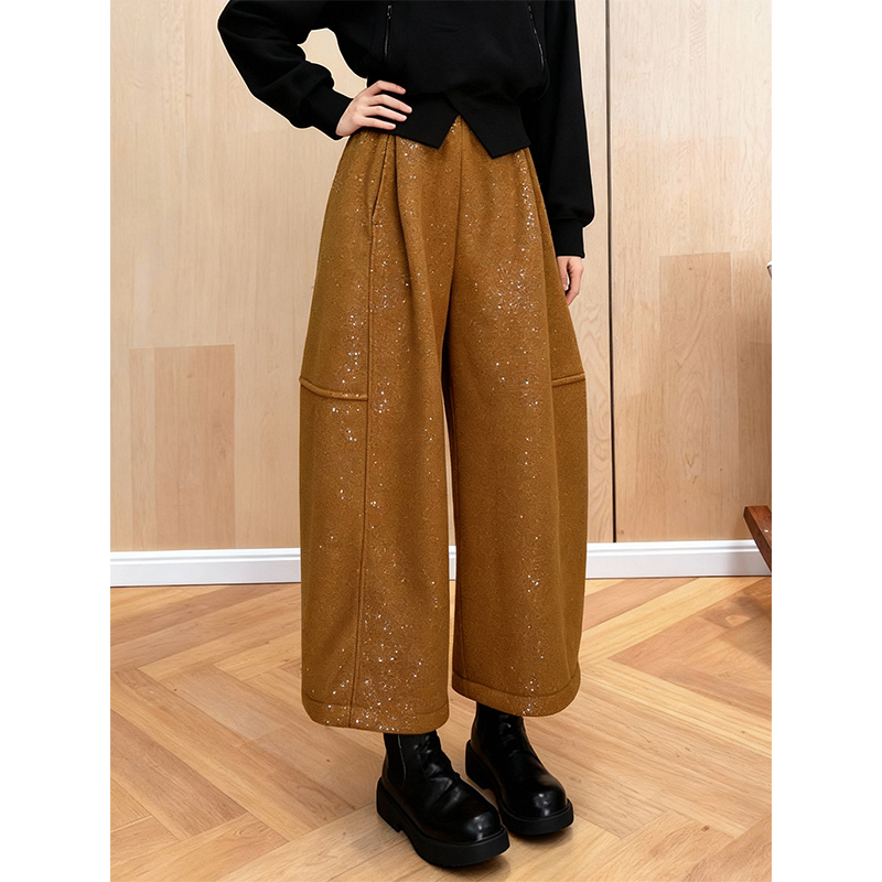 加厚八分休闲裤女时髦设计亮闪闪