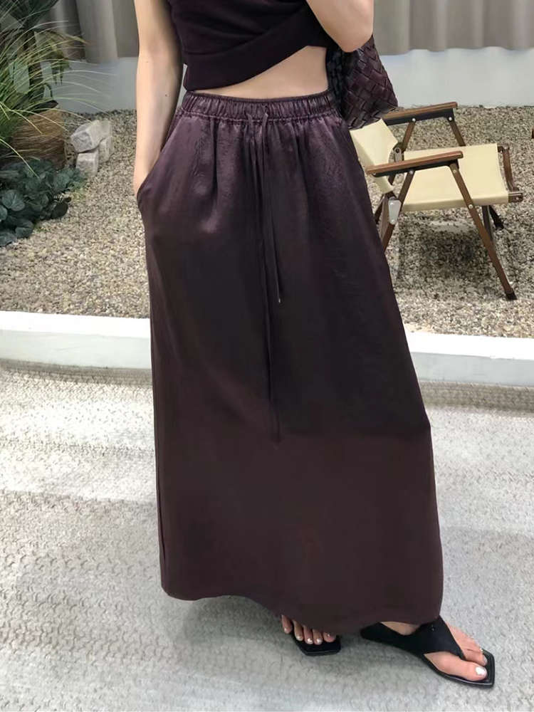 法式高级感醋酸半身裙女2025新款