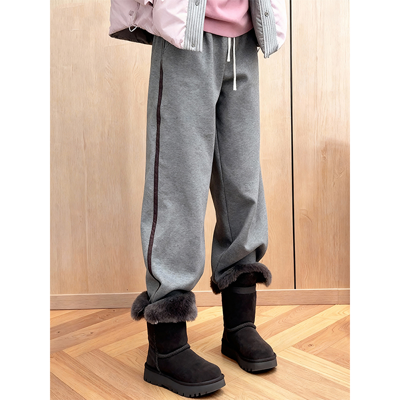 高级感气质灰色加绒束脚卫裤女20