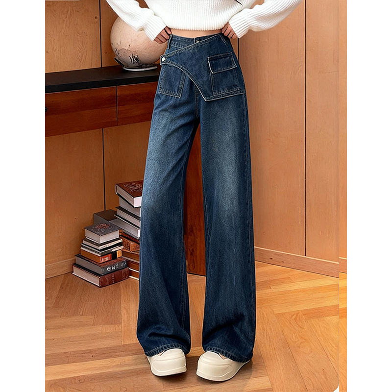 2025冬新款水洗显瘦宽松拖地长裤