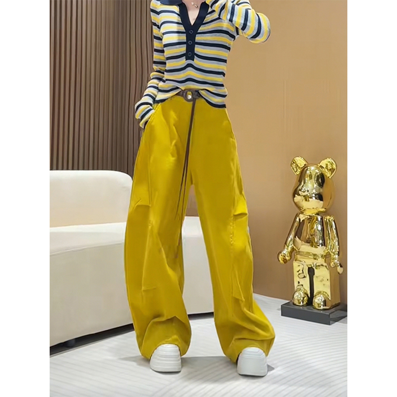 灯芯绒韩版高级感休闲裤撞色腰带