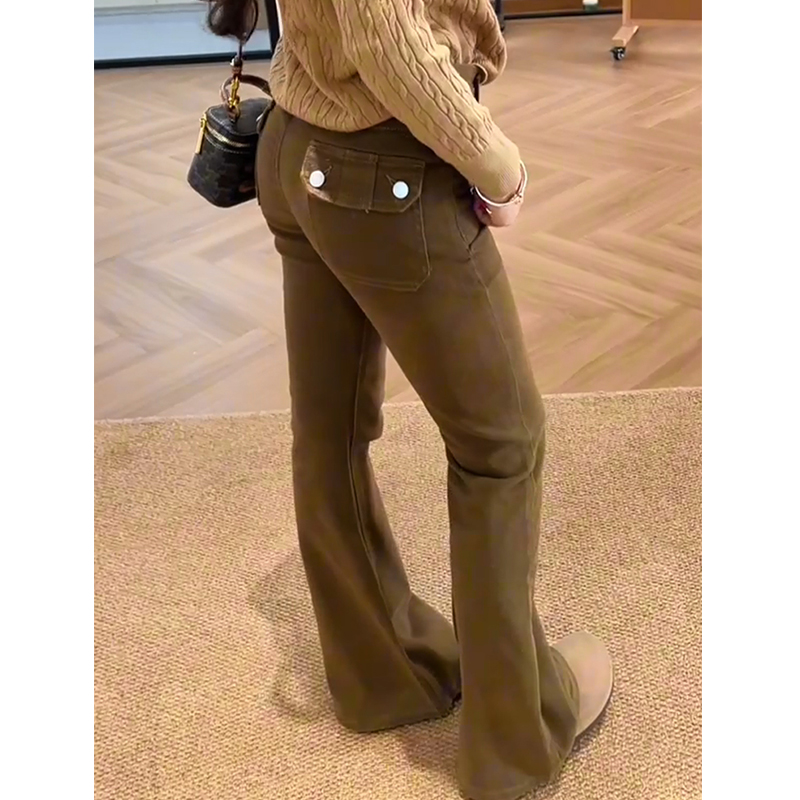 设计感复古低腰辣妹微喇牛仔裤女