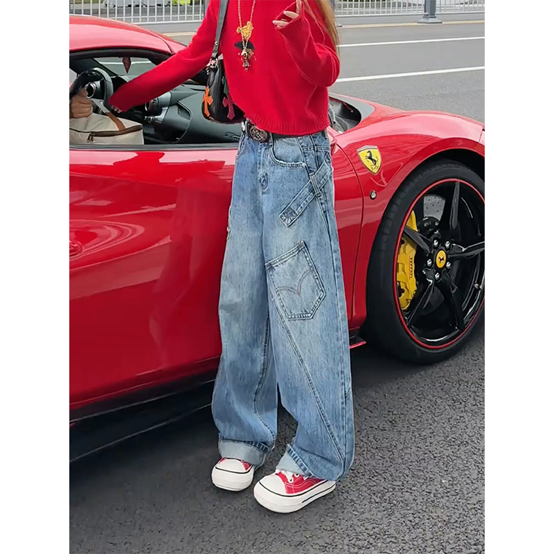 美式复古时尚百搭牛仔裤女2025