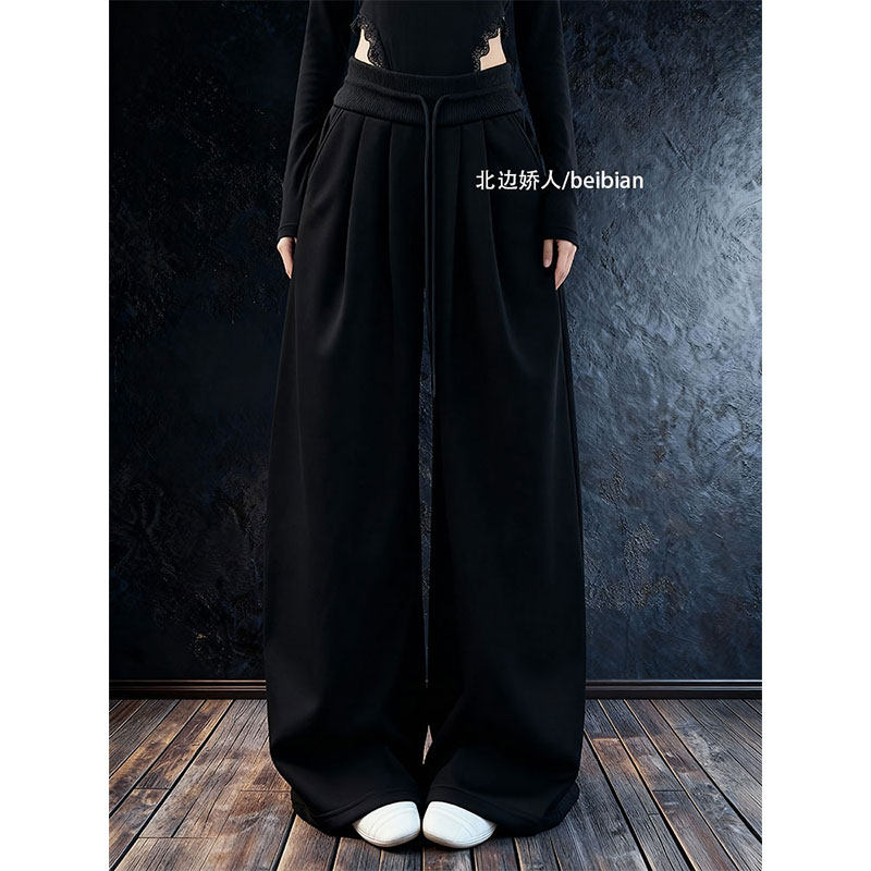 极简风高腰抽绳阔腿卫裤女2026早春大码胖mm宽松显瘦垂感休闲长裤,女装/女士精品,大码裤装,淘宝优惠券,粉丝福利购,淘宝优惠卷