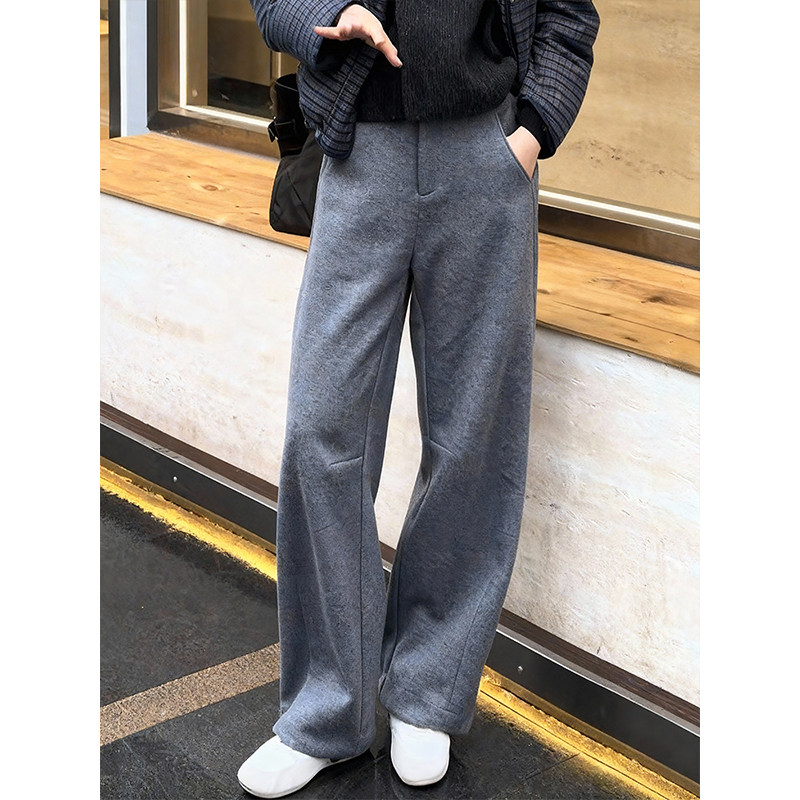 慵懒风简约百搭灰色直筒休闲裤女2026春季宽松舒适高腰垂感阔腿裤,女装/女士精品,大码裤装,淘宝优惠券,粉丝福利购,淘宝优惠卷