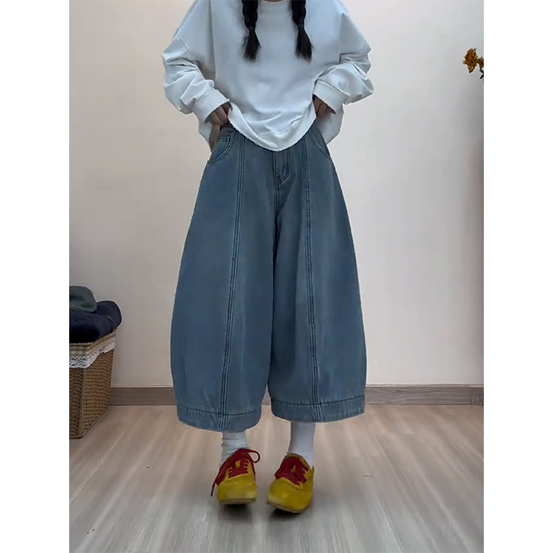 加绒加厚韩版休闲八分牛仔裤女
