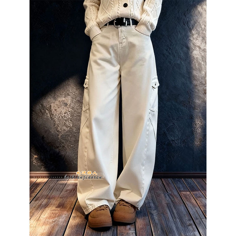 极简风高腰显瘦工装牛仔裤女2026早春梨形身材宽松遮肉百搭通勤裤,女装/女士精品,大码裤装,淘宝优惠券,粉丝福利购,淘宝优惠卷