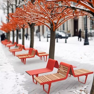 公园椅户外长椅防腐铁艺实木休闲椅广场小区庭院长椅凳创意长凳子