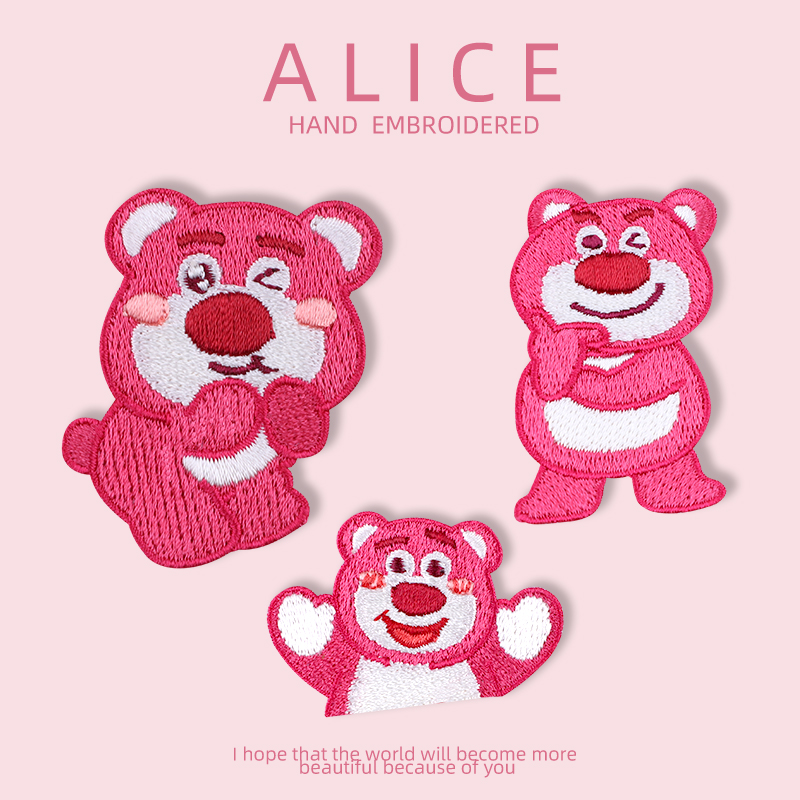 diy小熊情侣围巾帽子自粘刺绣贴