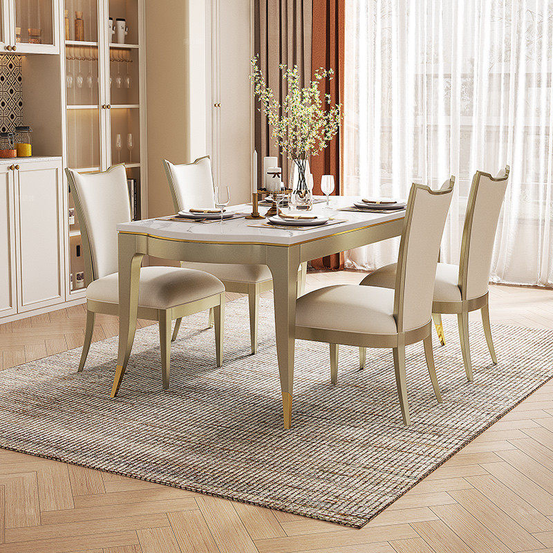 简菲娜美式轻奢奥琳德大理石餐桌长方形实木餐桌椅组合奢华长饭桌,住宅家具,岩板餐桌,淘宝优惠券,粉丝福利购,淘宝优惠卷