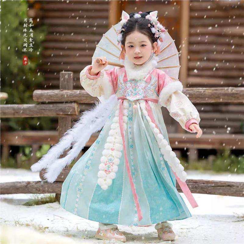 汉服女童秋冬款2025新款儿童超仙古风加绒连衣裙小女孩加厚襦裙,童装/婴儿装/亲子装,汉服,淘宝优惠券,粉丝福利购,淘宝优惠卷