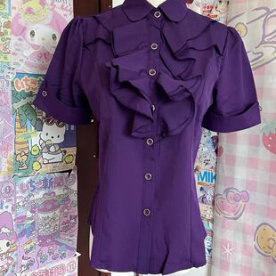 日系洛丽塔故早感少女COS日常白色百搭哥特风亚文化短袖花边衬衫