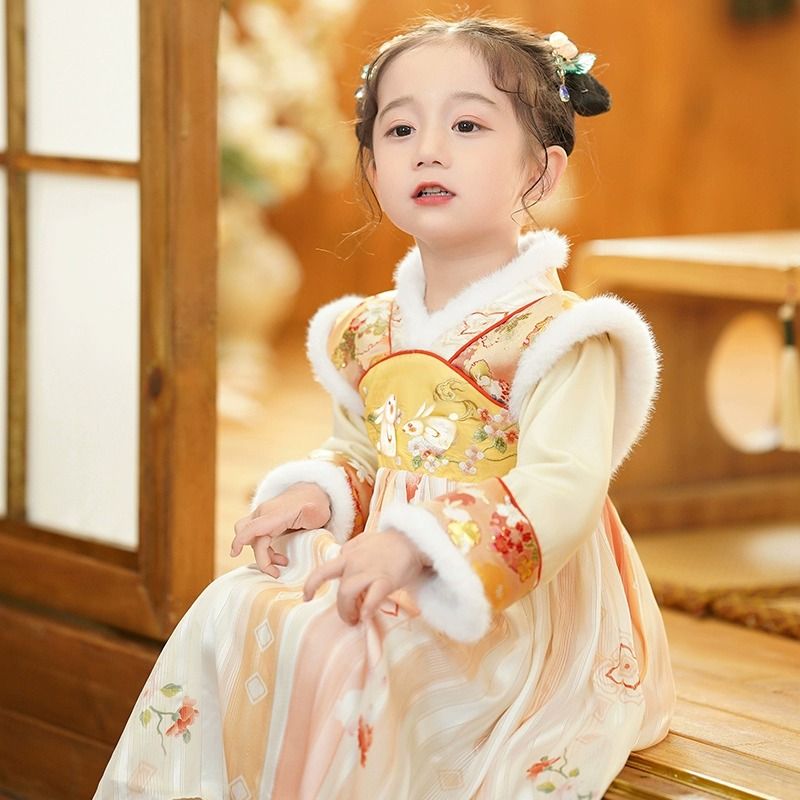 儿童汉服冬款女童加绒唐装套装2026年新款中国风过年拜年服冬季