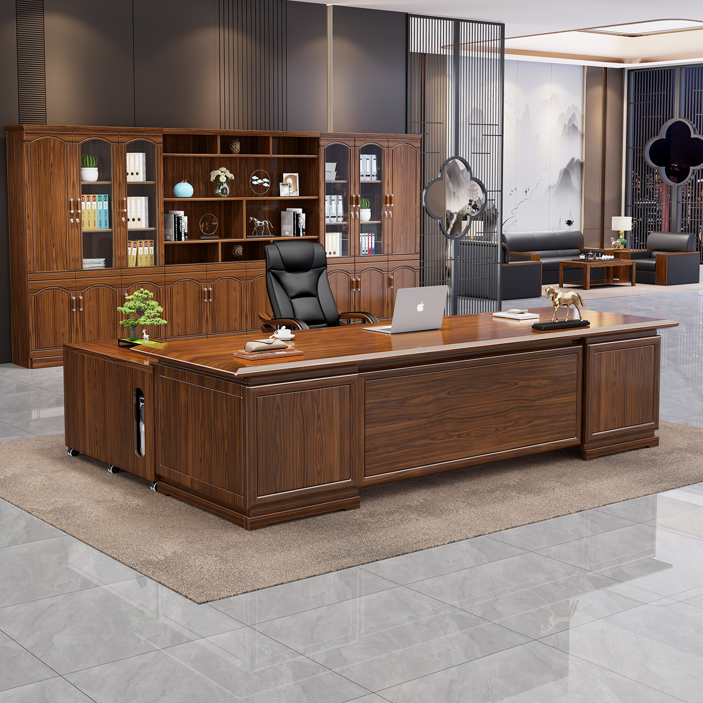 新中式老板桌办公桌简约现代办公室家具总裁桌经理桌大班台主管
