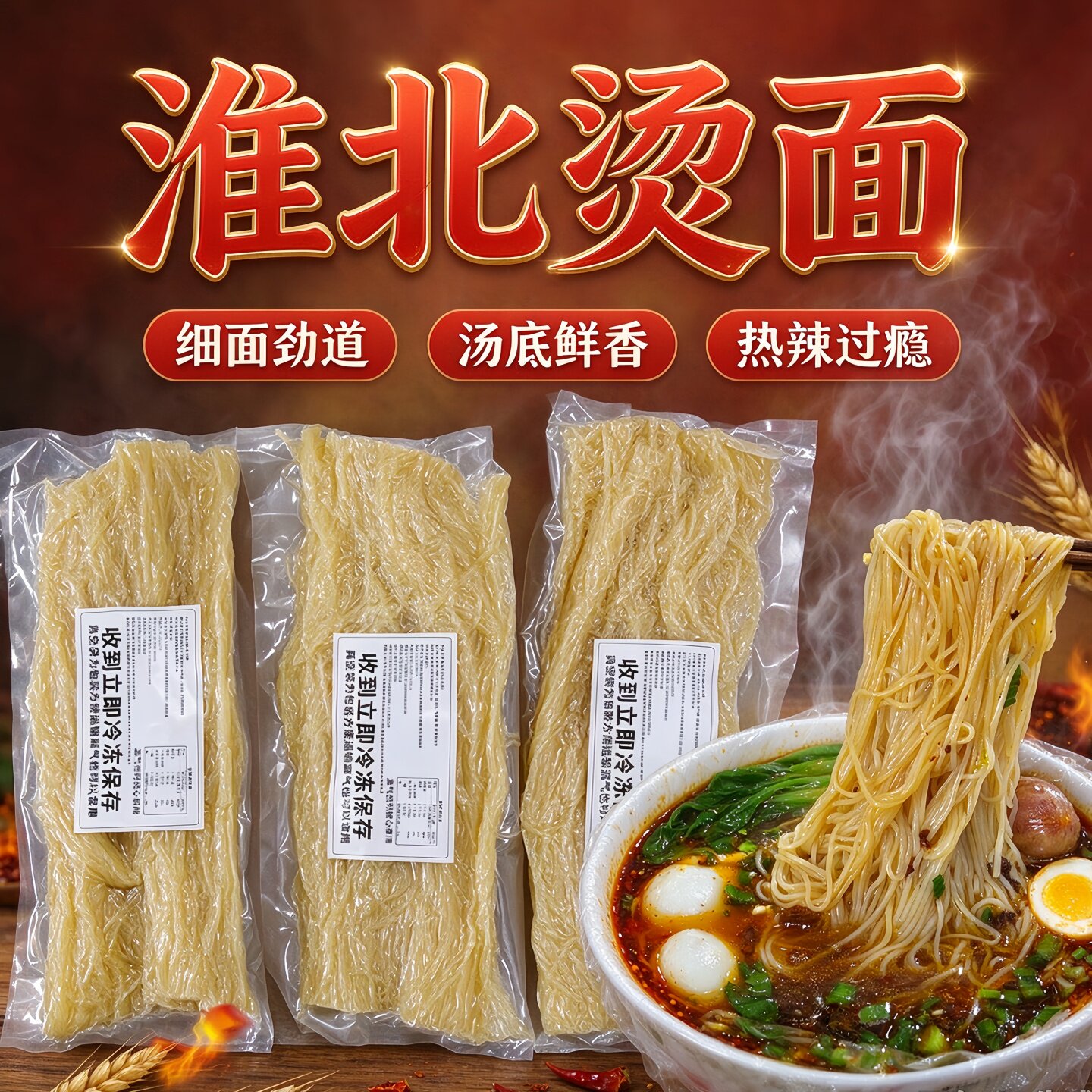淮北烫面汤面冷面面粉制作米线真空包装纯面粉500克速食爽滑劲道